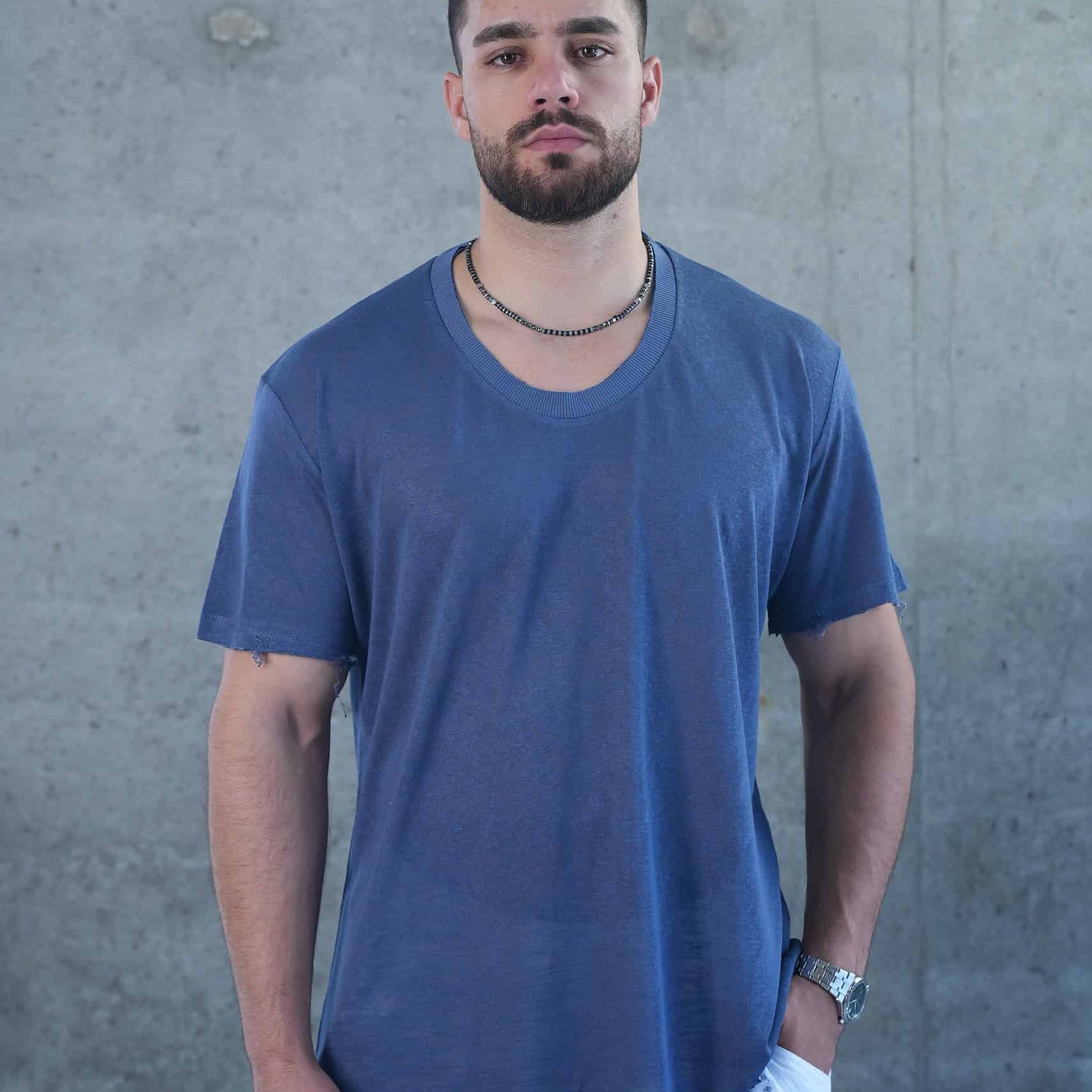 בייסיק פשתן סלאב צווארון פתוח