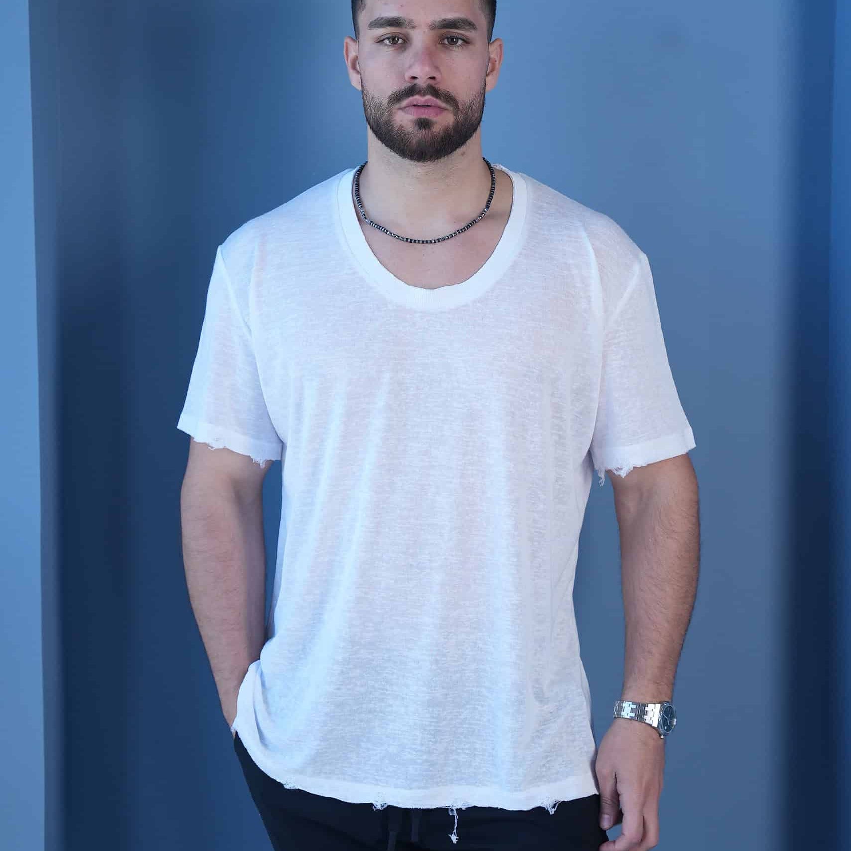 בייסיק פשתן סלאב צווארון פתוח