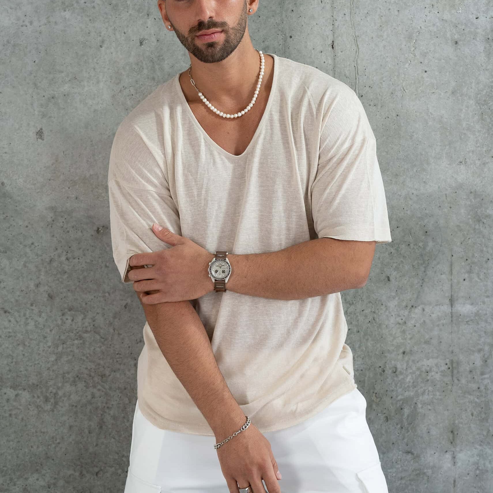 חולצת פשתן קיתיריה צווארון ביצה