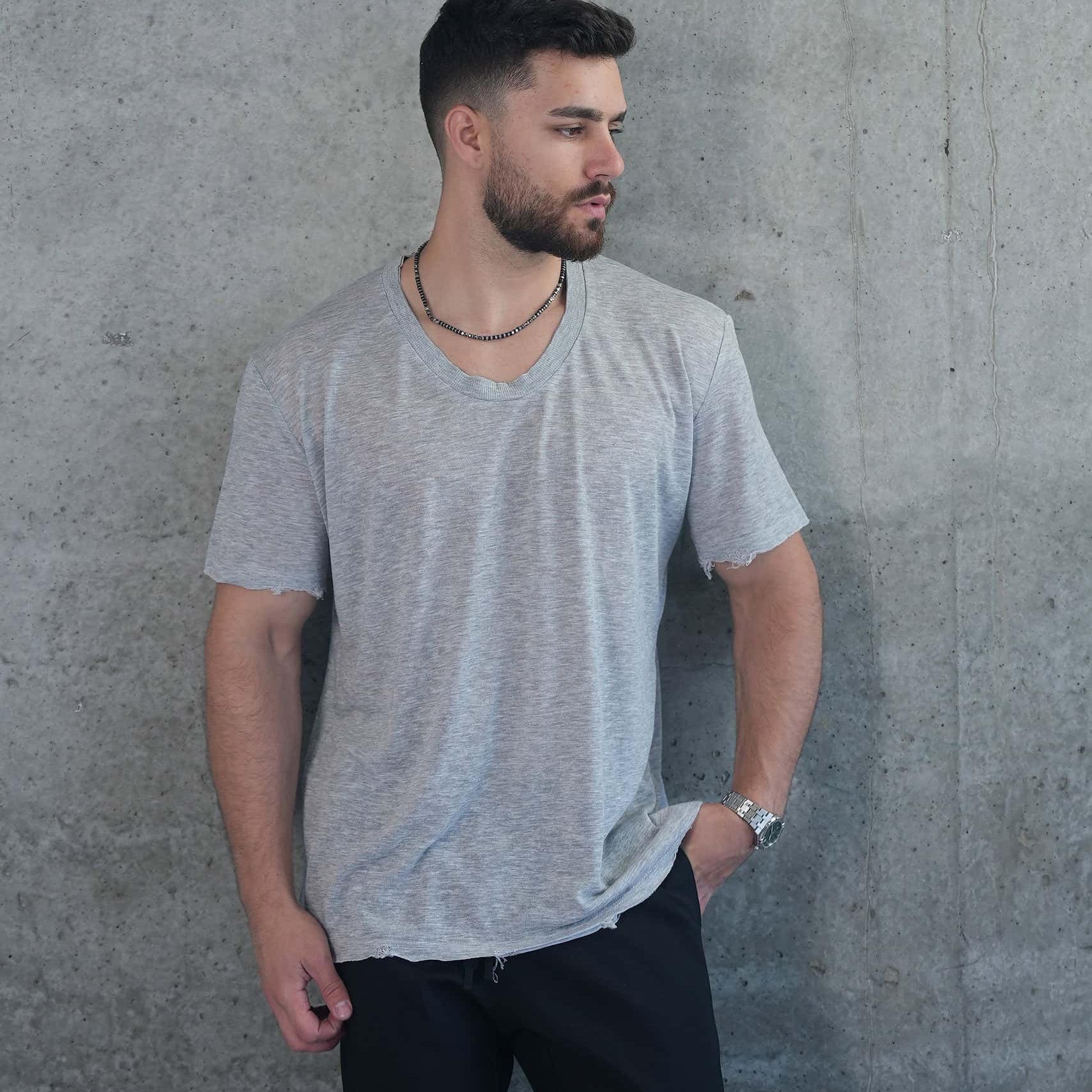 בייסיק פשתן סלאב צווארון פתוח