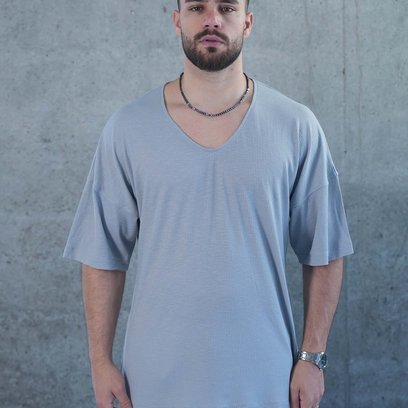 חולצת ריב פשתן צווארון ביצה