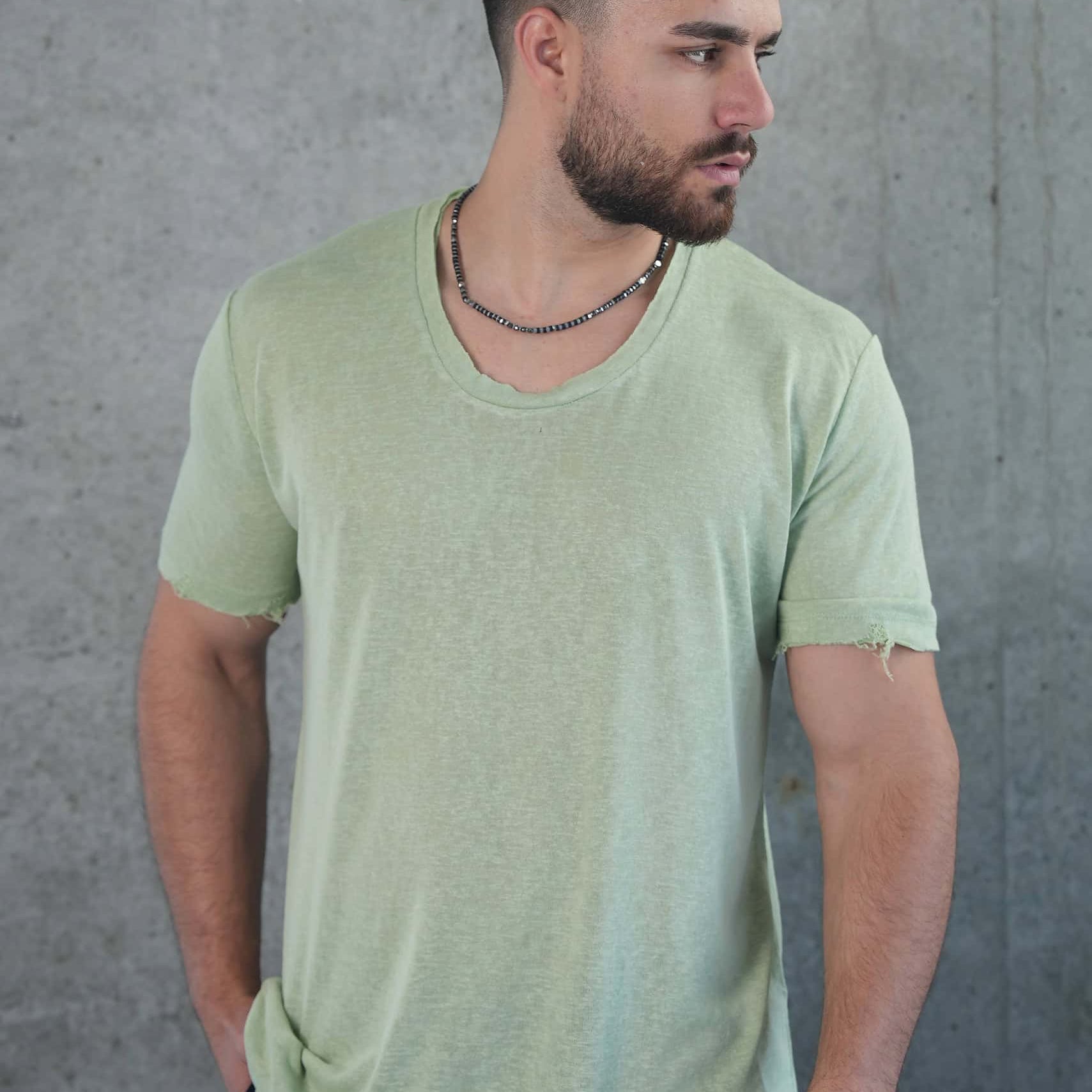 בייסיק פשתן סלאב צווארון פתוח