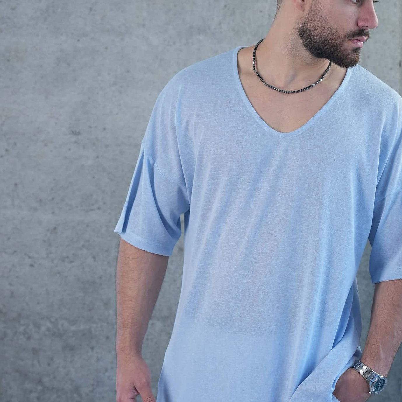 חולצת פשתן קיתיריה צווארון ביצה