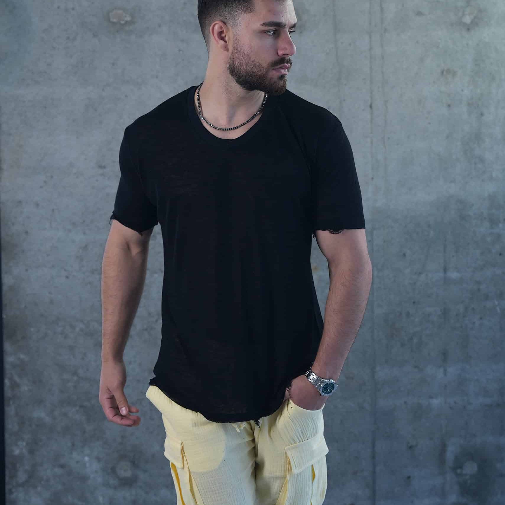 בייסיק פשתן סלאב צווארון פתוח