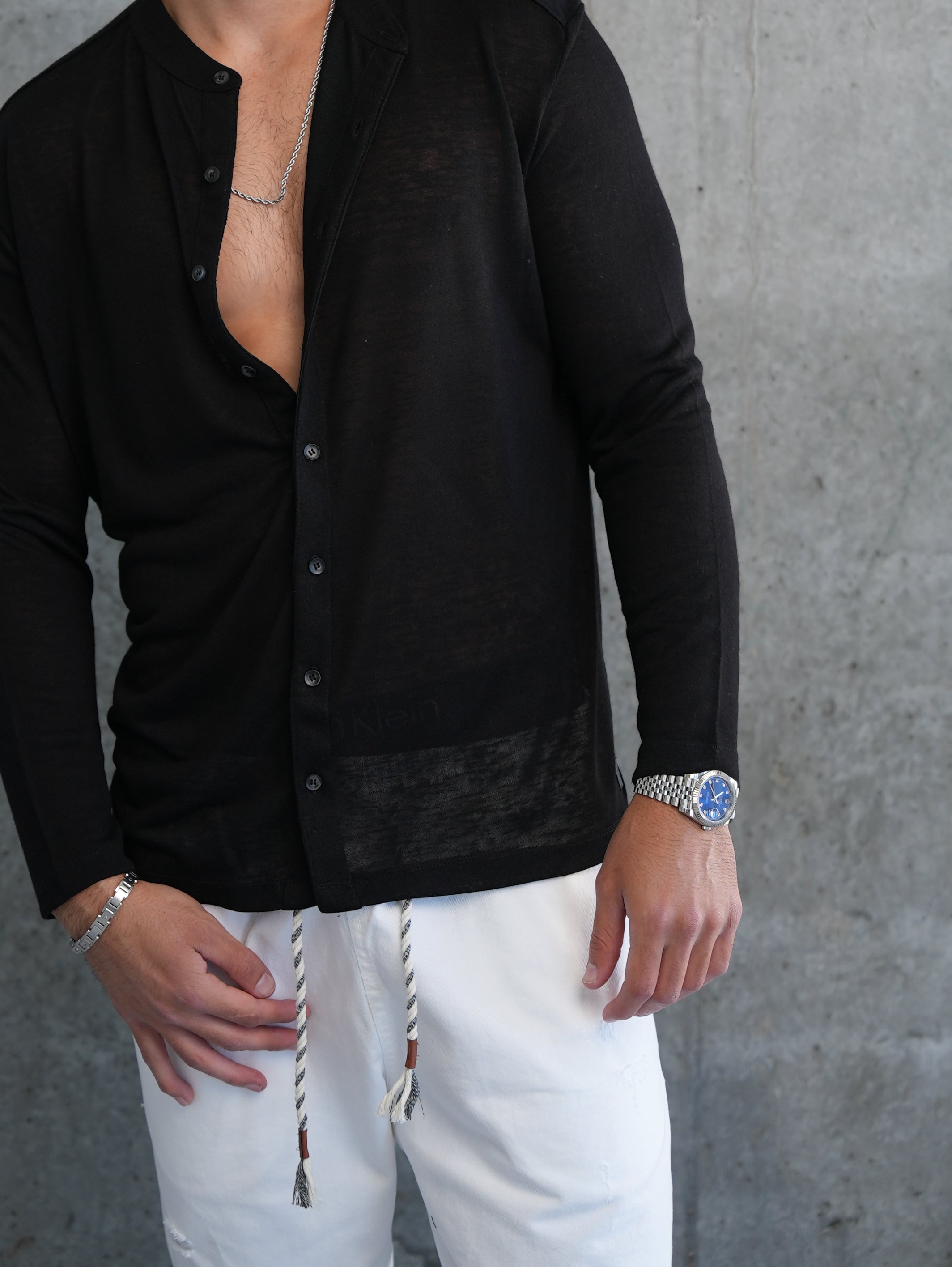 חולצת סלאב פשתן כרתים ארוך