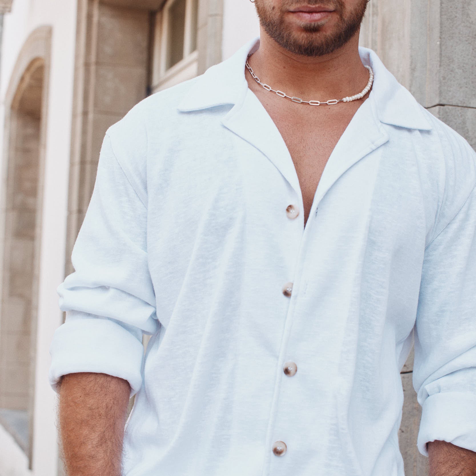 חולצה מכופתרת אמורגוס פשתן עבה