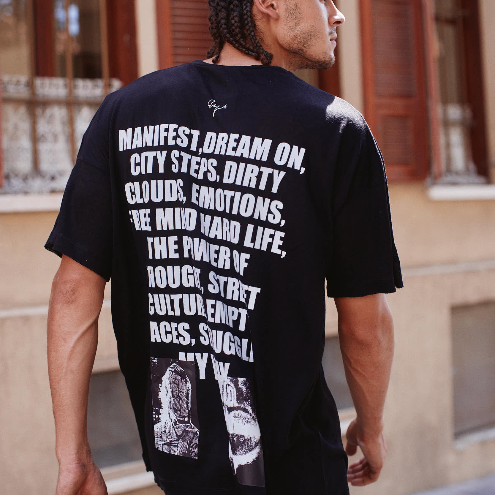 בייסיק פשתן אוברסייז דפוס גב