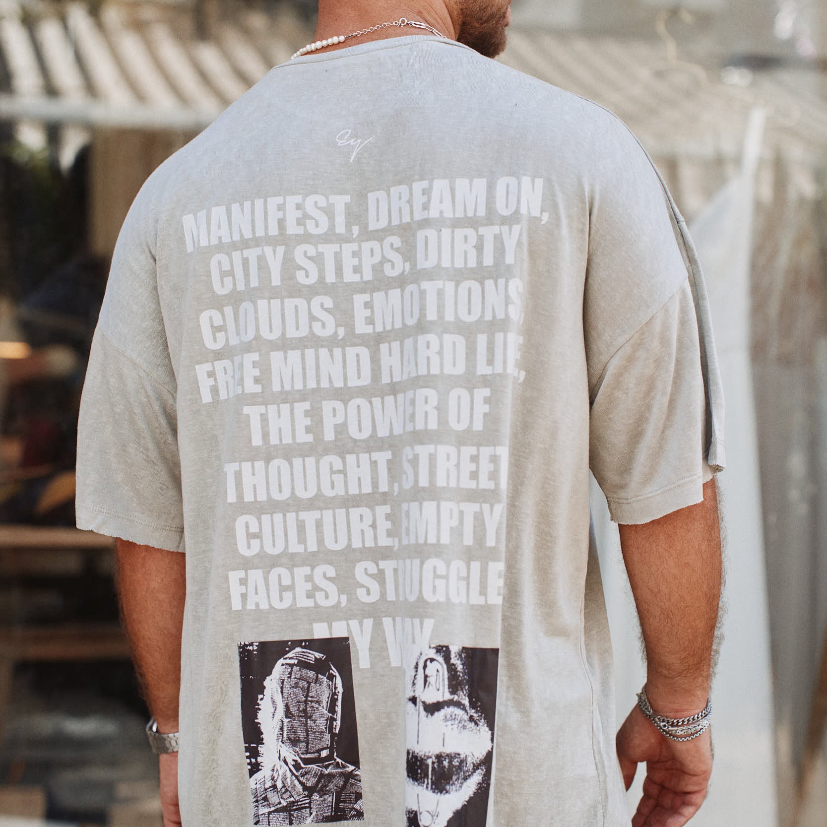 בייסיק פשתן אוברסייז דפוס גב