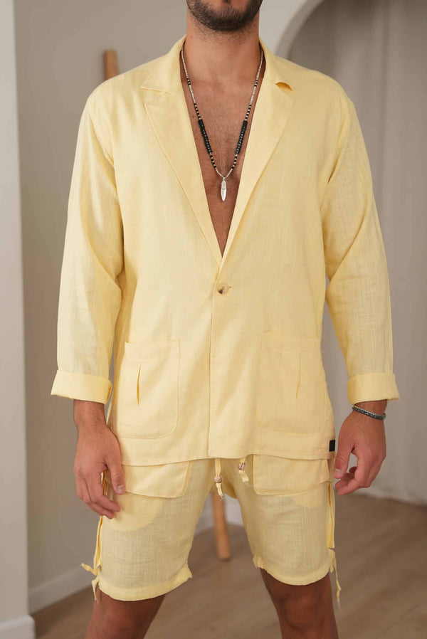 ג’קט פשתן מונטה קרלו צהוב