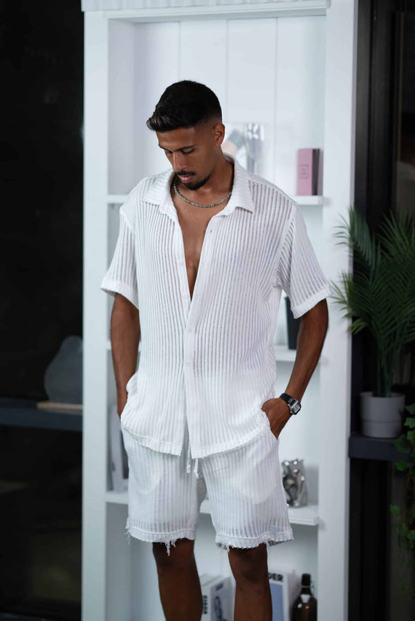 חולצת סאנטוריני מכופתרת אוברסייז