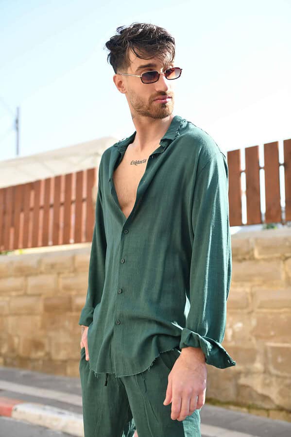 חולצה פשתן ירוק