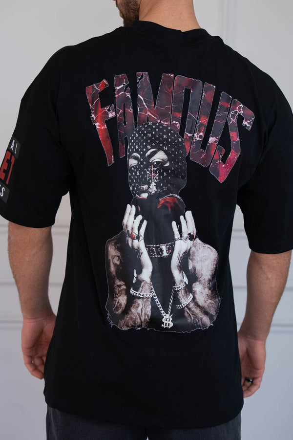 חולצת אוברסייז מעודן שרוול מרפק דפוס