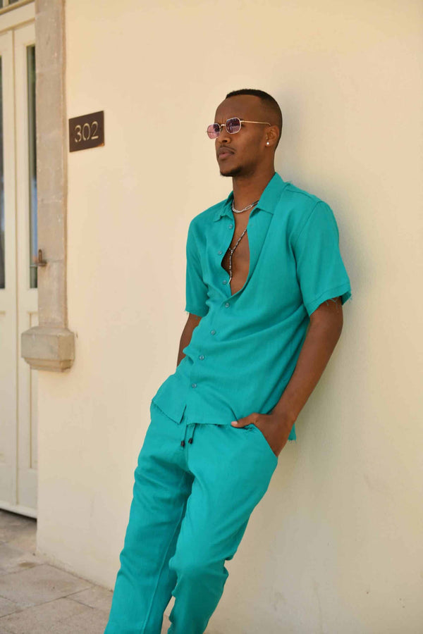 סט פשתן טורקיז