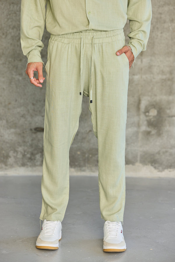 מכנס פשתן ירוק ארוך