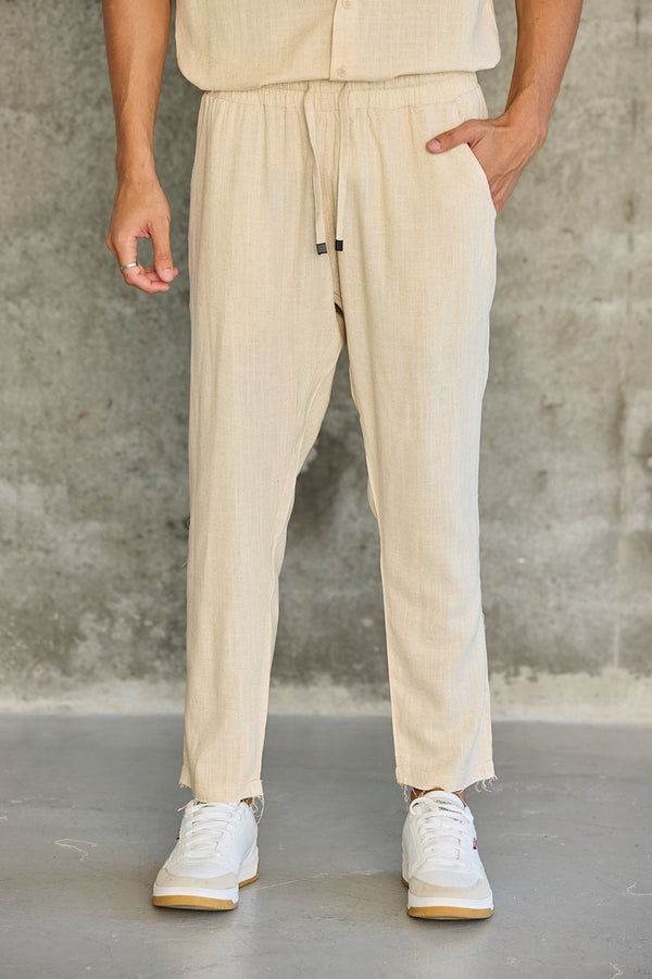 מכנס פשתן ארוך חול