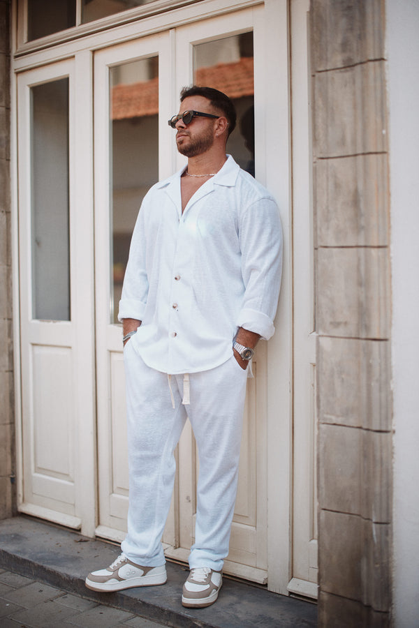 חולצה מכופתרת אמורגוס פשתן עבה