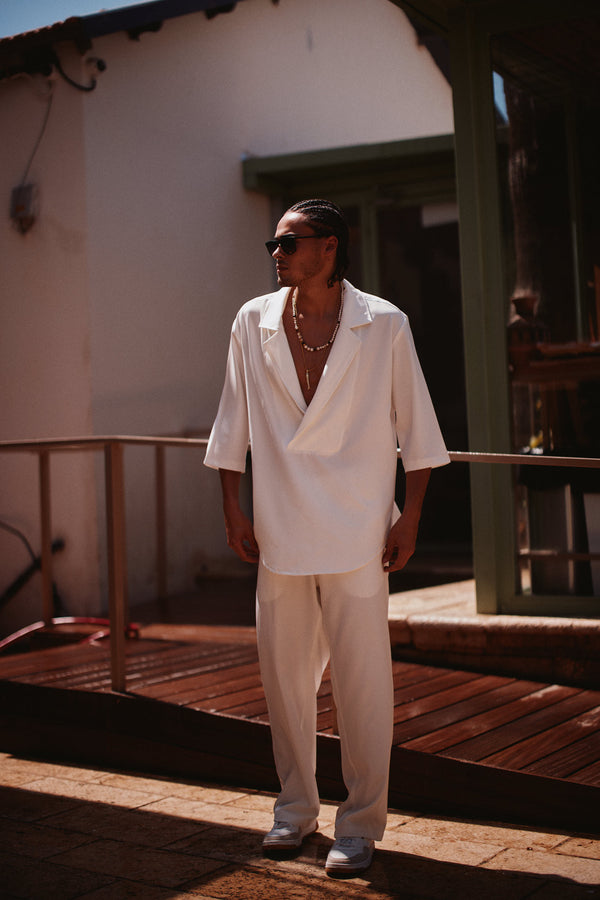 חולצת מעטפת יוקרתי לבן