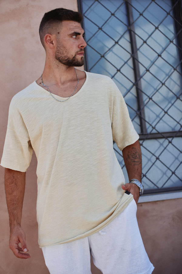 חולצת פשתן כותנה אוברסייז וניל